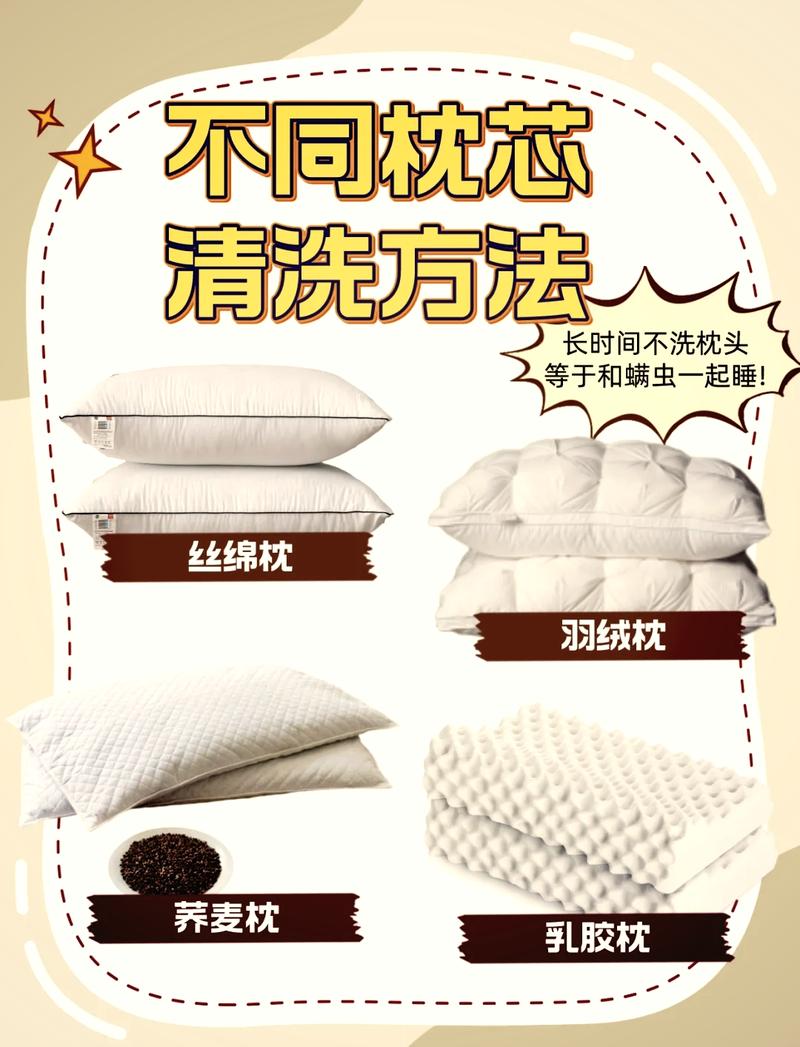 各类枕头清洗方法对比示意图