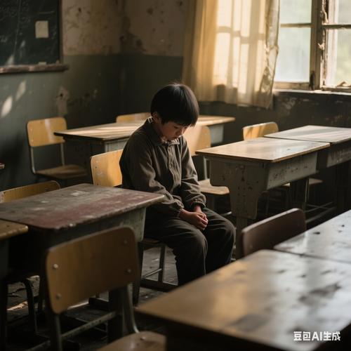 随班就读自闭症儿童孤独坐在教室角落