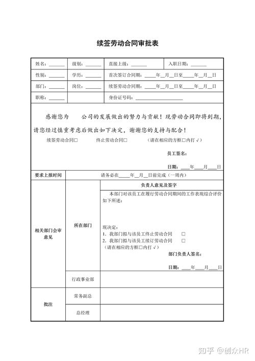 劳动合同续签条件对照表图