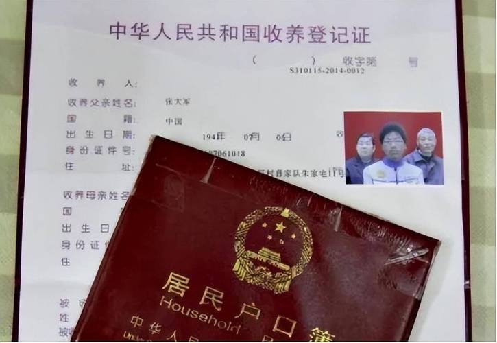 皱巴巴的老式收养登记证实拍
