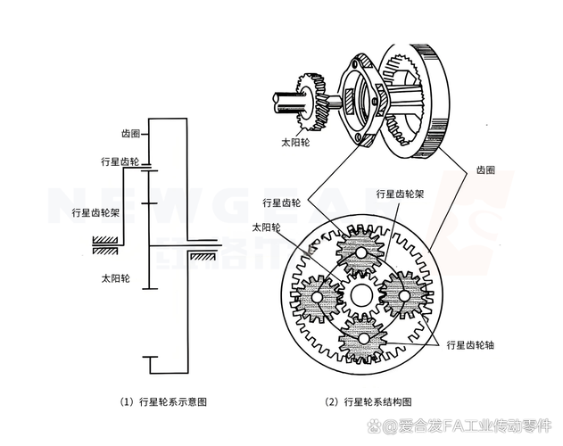 行星齿轮基本构件浮动太阳轮结构示意图