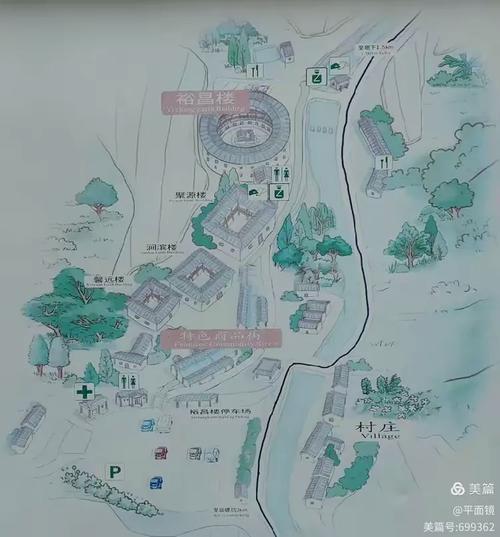 福建田螺坑土楼依山环境适应性布局图