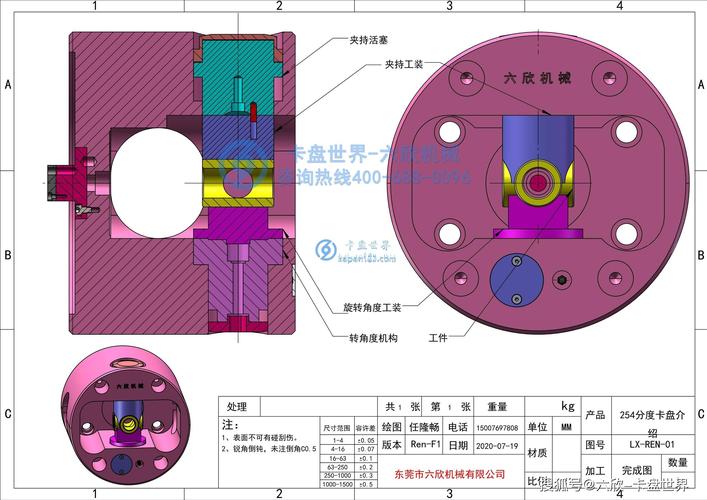 分度盘液压夹紧结构剖面图