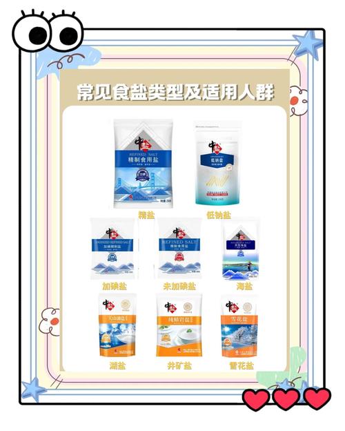 超市货架多种食盐对比选购