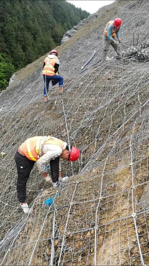 山区泥石流柔性防护网工程现场