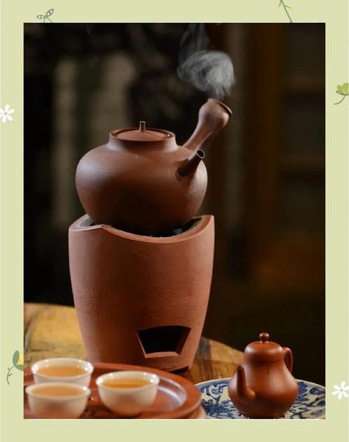 潮汕工夫茶传统红泥炭炉筛茶场景
