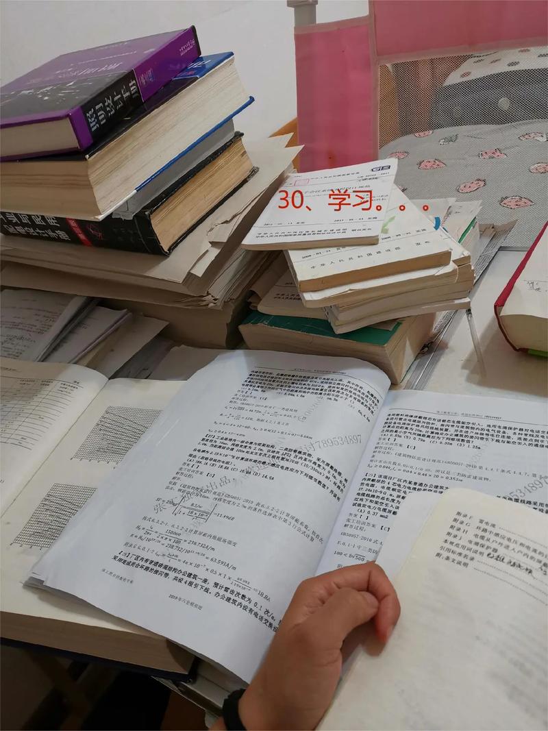 注册电气工程师考试复习教材堆满书桌