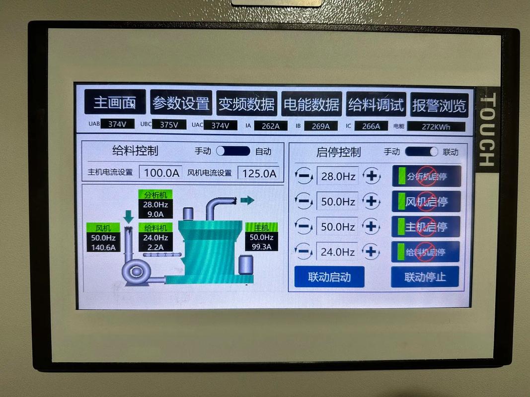 雷蒙磨PLC控制柜触摸屏操作界面