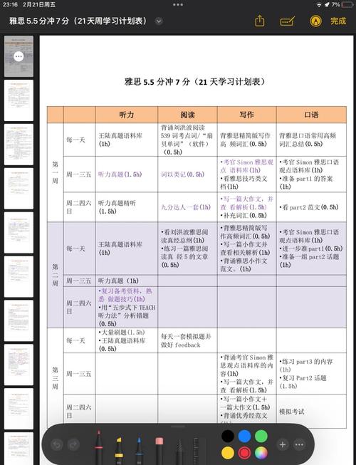 雅思自学7分每日学习计划时间表