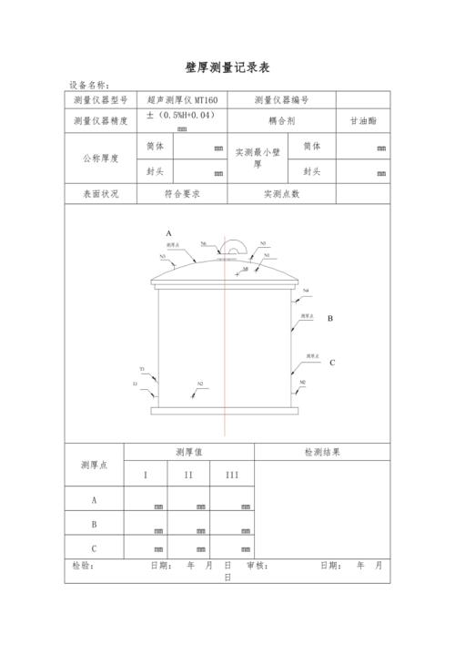 工业压力容器防腐检测测厚点标记图