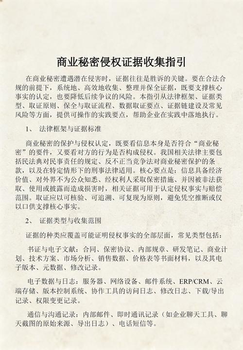 商业秘密窃取取证证据留存分类示意图