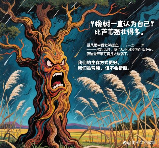 拉封丹寓言橡树与芦苇版画插图