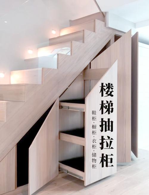 多孩家庭复式楼梯下工业风抽拉储物实景