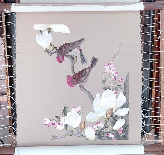 原创苏绣玉兰花刺绣花样设计手稿