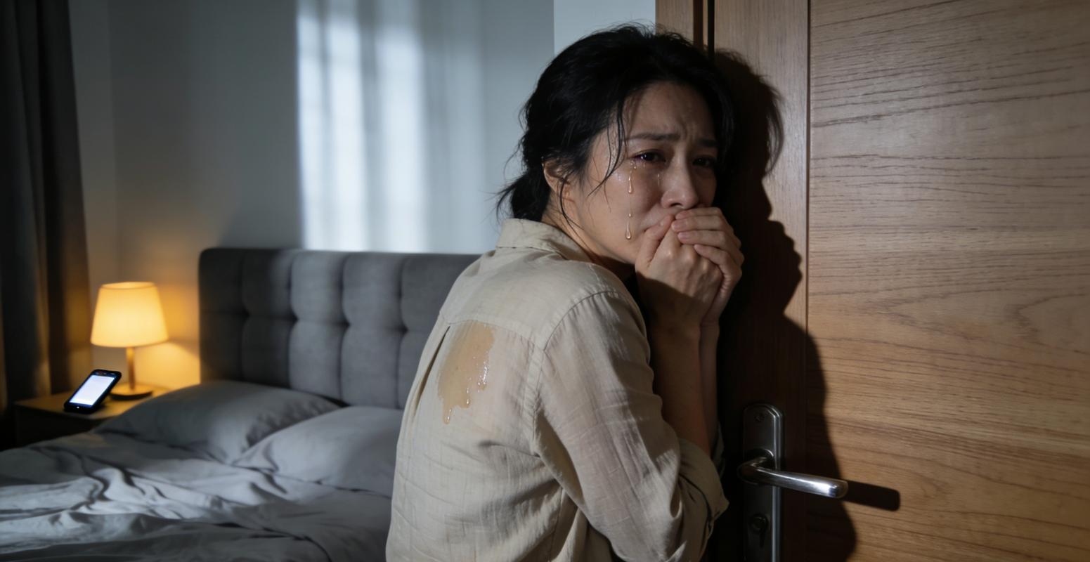 产后抑郁的妈妈在工厂更衣室独自流泪