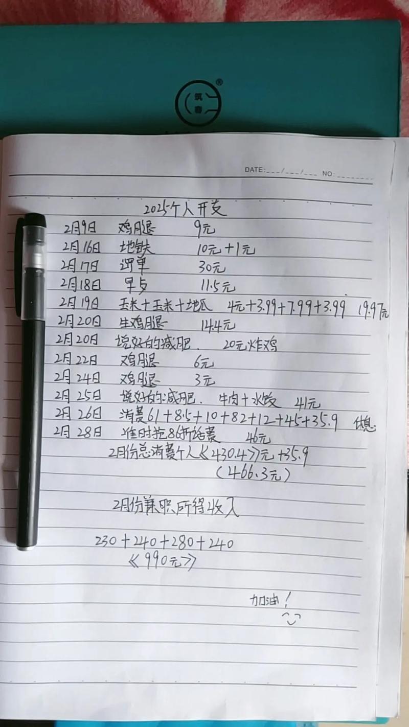 副业收入记账手写笔记