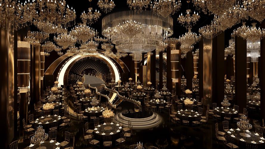 宴会布置高级黑白金配色长桌案例