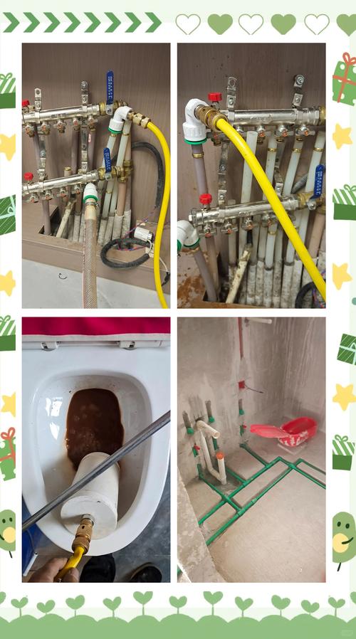 水地暖分集水器管道清洗现场