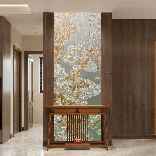 家装客厅艺术玻璃隔断安装实景