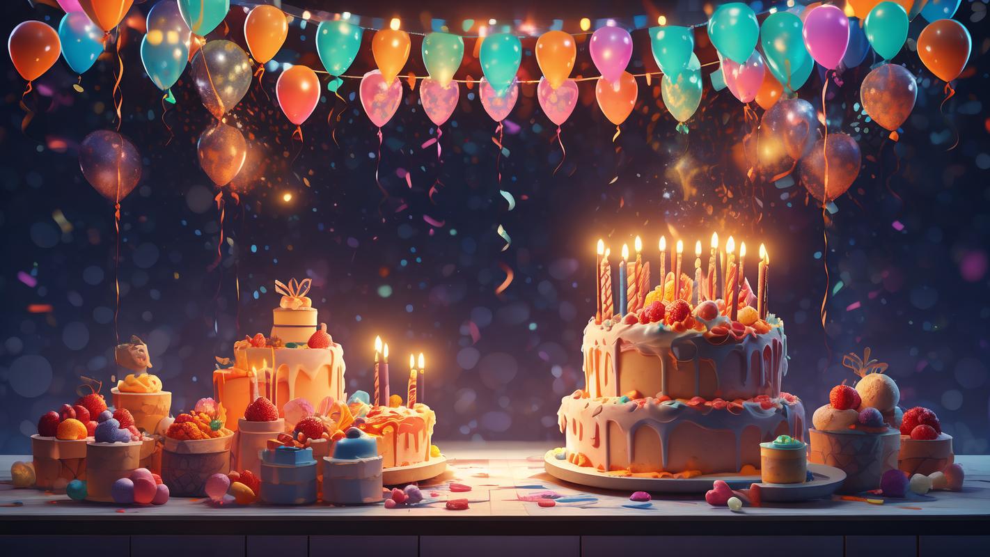 投影仪投在墙上生日快乐图案派对布置