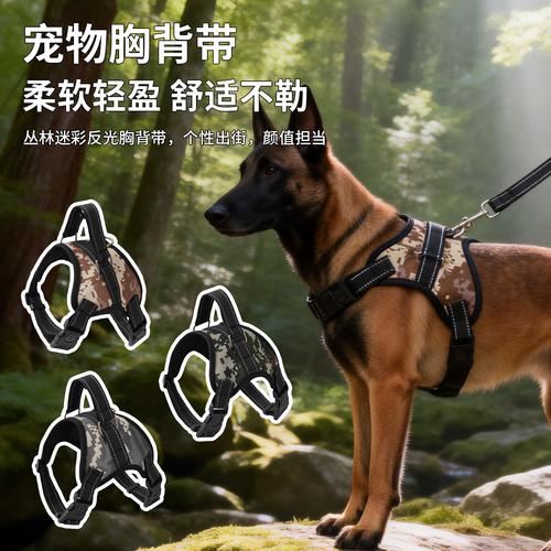 前挂式防暴冲狗狗胸背带正确佩戴示意图