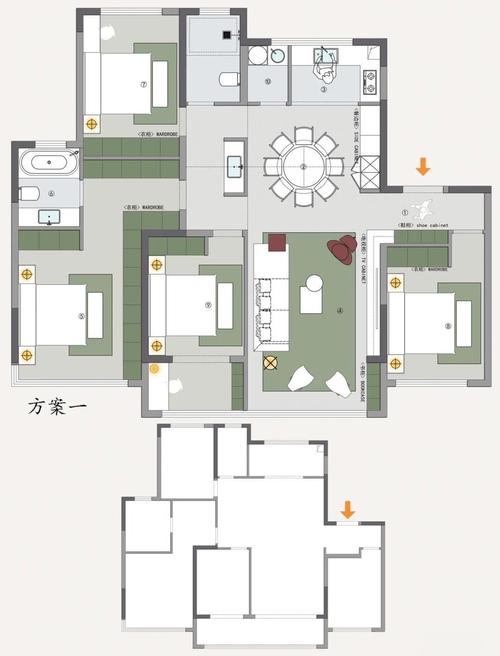 多宠家庭室内分区资源布置示意图