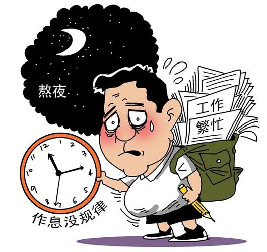 学生熬夜学习困倦漫画