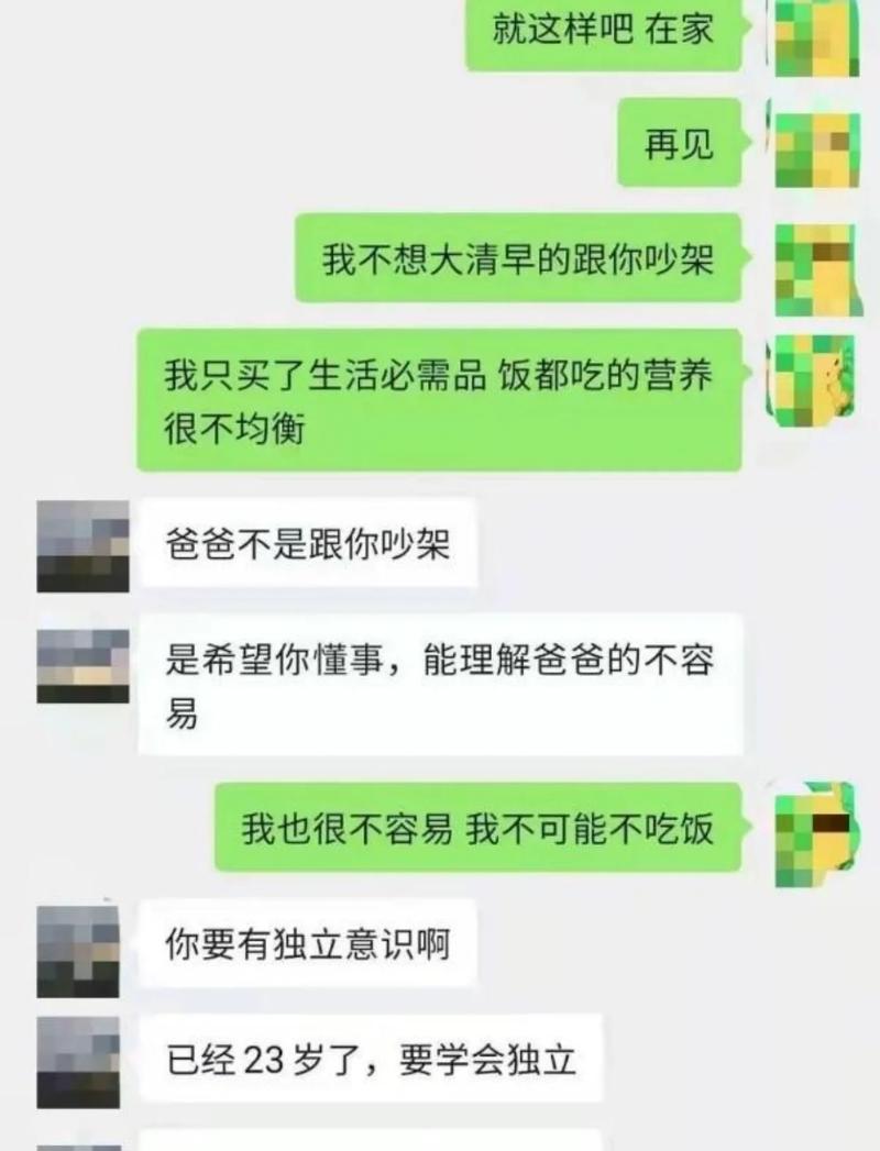 家庭择业观念分歧聊天记录截图