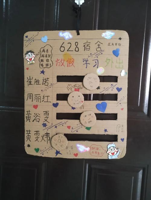 工业工地宿舍门口手写家庭口号便签