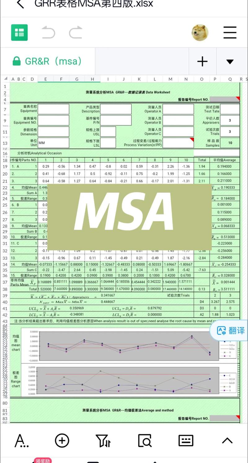 MSA测量系统R&R结果分析报表截图