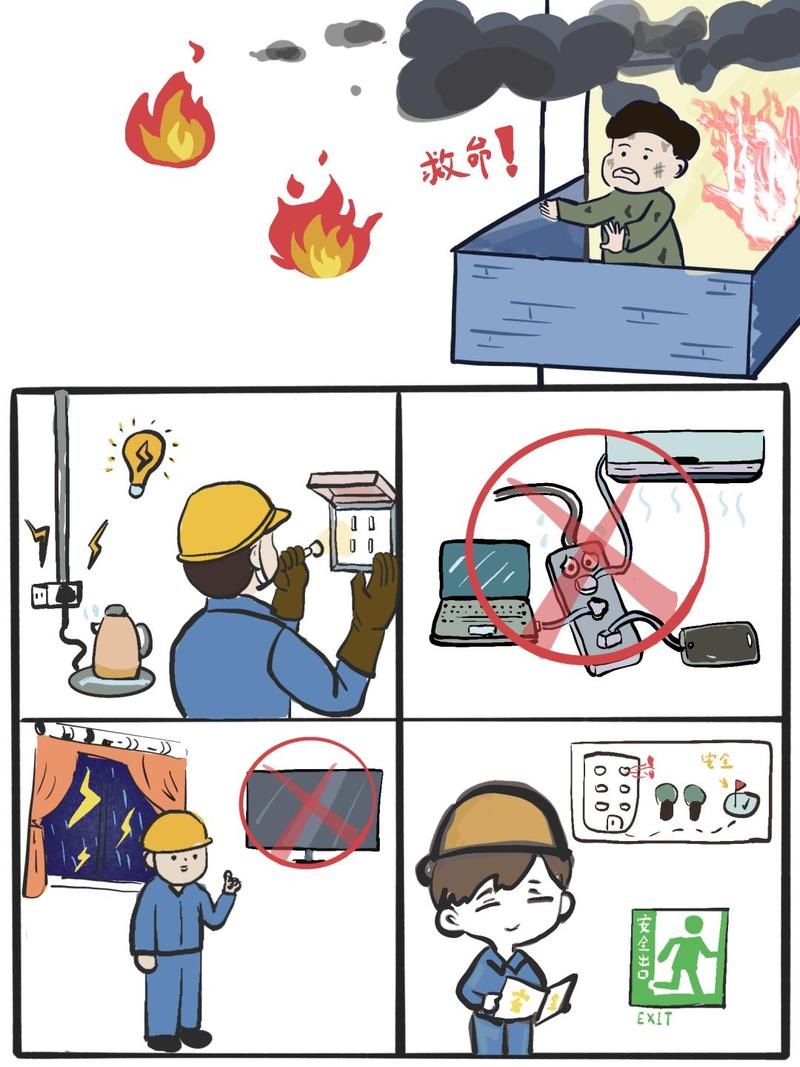 工厂环境安全卡通示意图儿童教育
