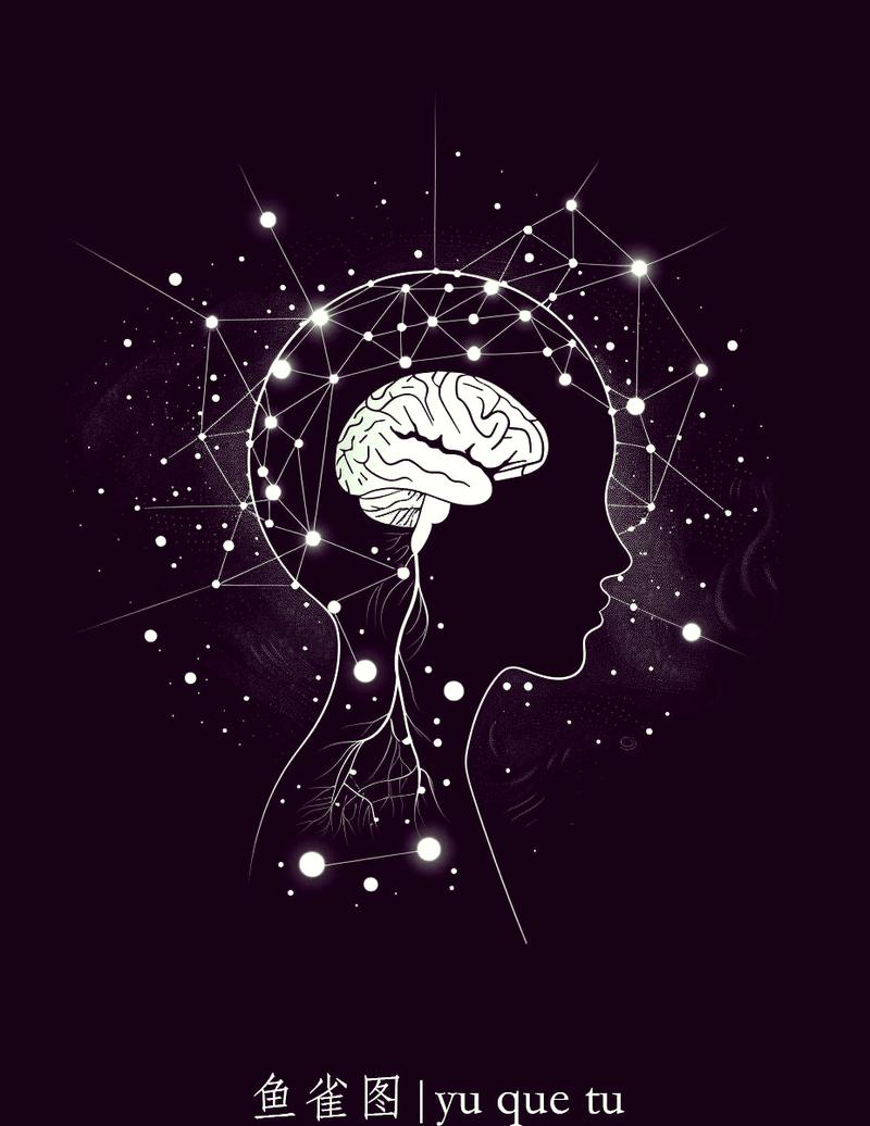 大脑被理清逻辑线条的插画风格图