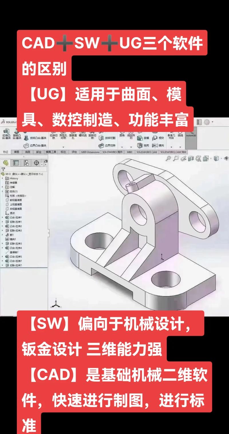 工业绘图AutoCAD与SolidWorks软件界面比较