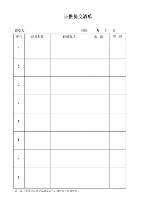 北京法院家事法庭案件证据提交材料清单