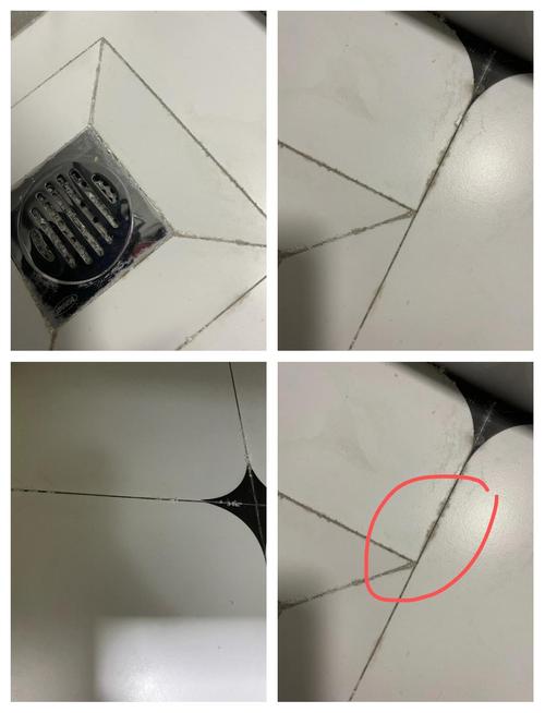 发霉的白色瓷砖勾缝特写