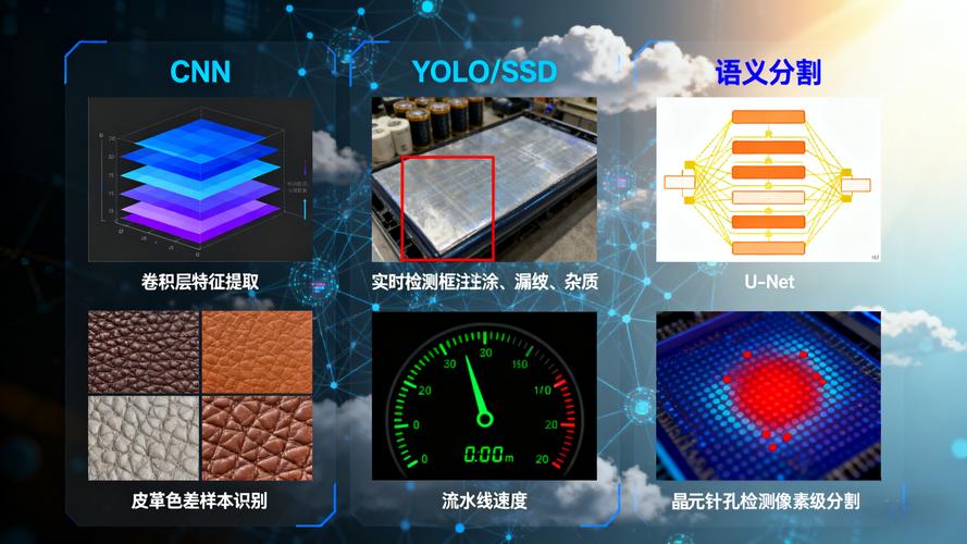 传统视觉算法与深度学习在工业缺陷检测中的效果对比示意图