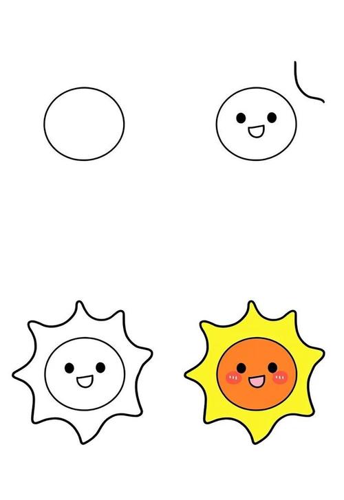 儿童画本上歪歪扭扭的手绘太阳