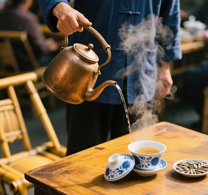 传统中式茶艺文化盖碗泡茶现场