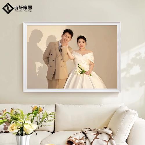 极简风格婚礼指纹树成品画框悬挂客厅墙面