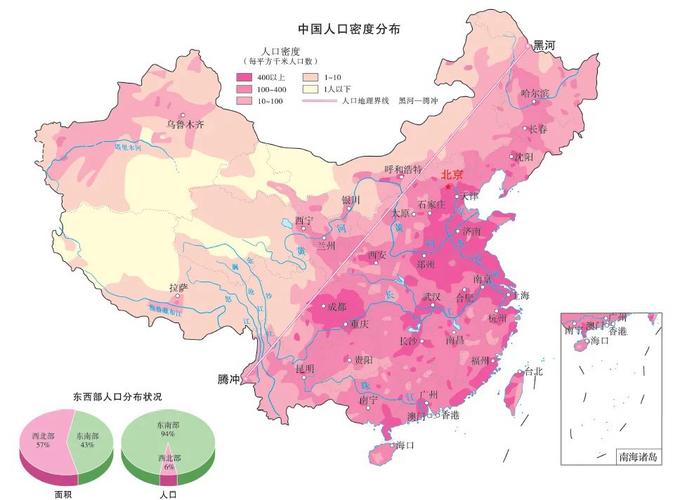 中国人口密度分布与教育资源分布示意图