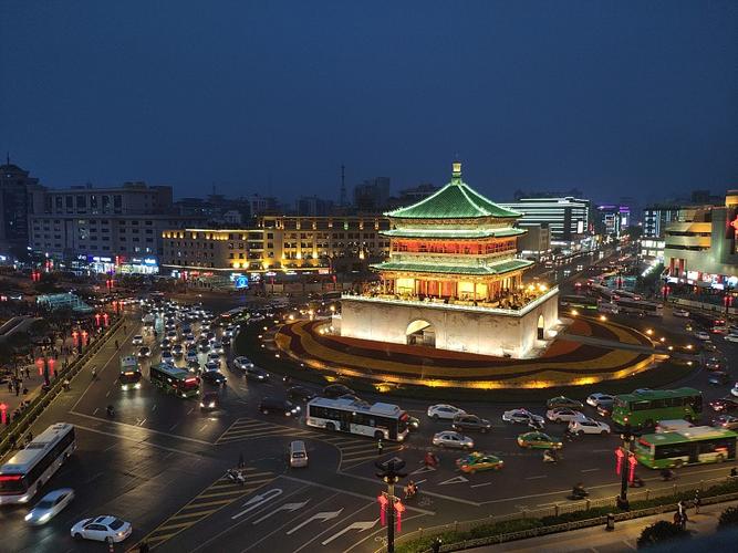 钟楼夜景车流