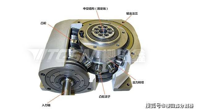 凸轮式分度盘内部滚子凸轮结构剖面图