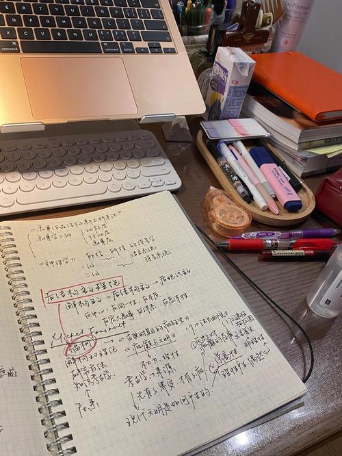 大学生实习办公桌手写笔记