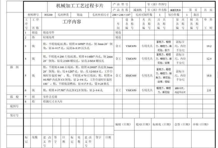柴油机缸体机械加工工序卡实拍图