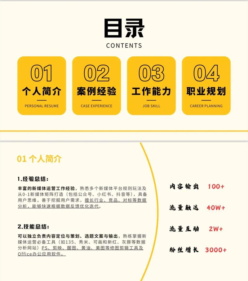 应届生新媒体运营个人作品集实拍示例