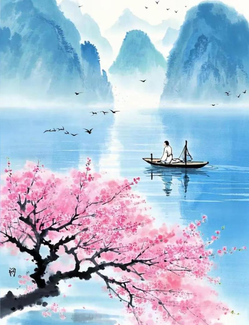 古典诗歌意境水墨画