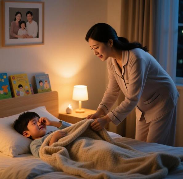 夜晚被窝里母子温馨说悄悄话