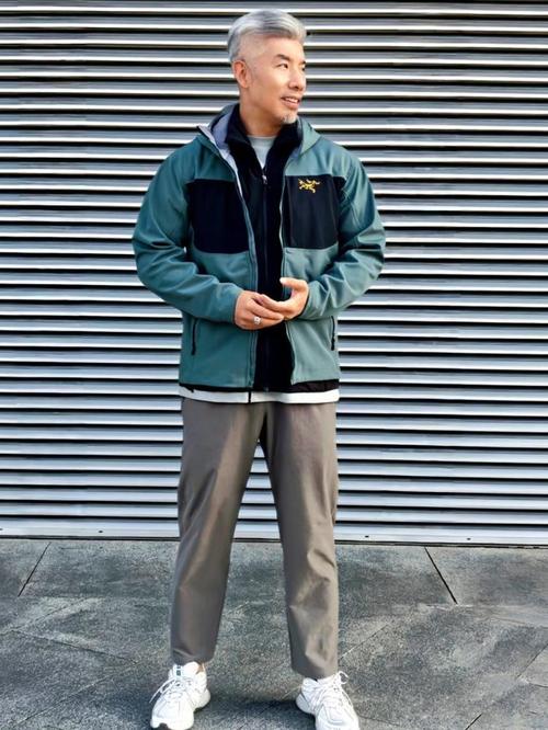 城市街头日常穿搭冲锋衣的年轻人