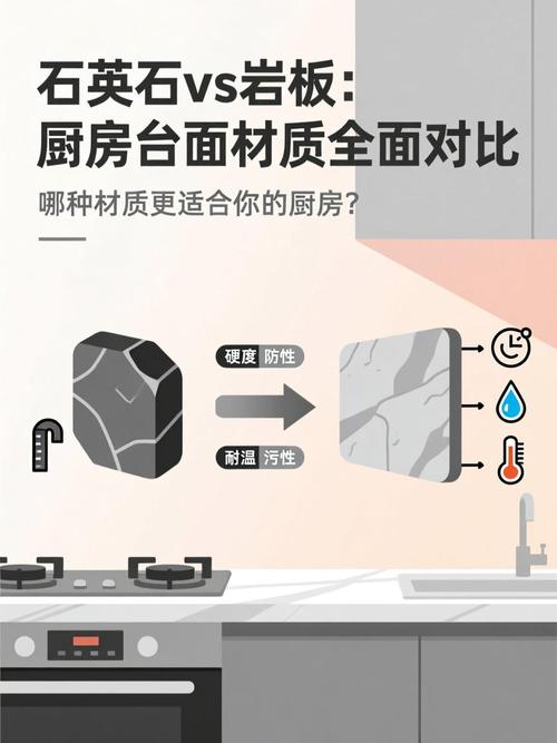 厨房石英石台面与岩板对比实拍