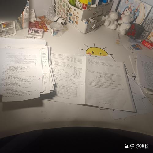 初中生书桌堆到齐肩的复习卷练习册